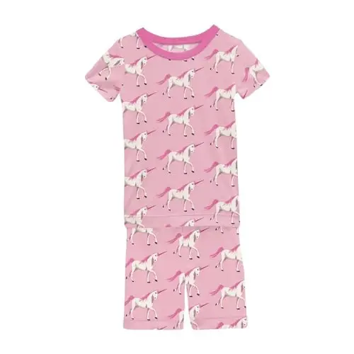 KicKee Solid Short Sleeve Pajama Set, Baby to Kid 