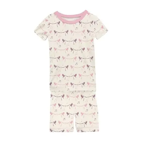 KicKee Solid Short Sleeve Pajama Set, Baby to Kid - KICKEE