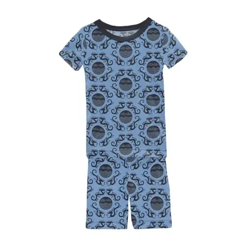 KicKee Solid Short Sleeve Pajama Set, Baby to Kid 