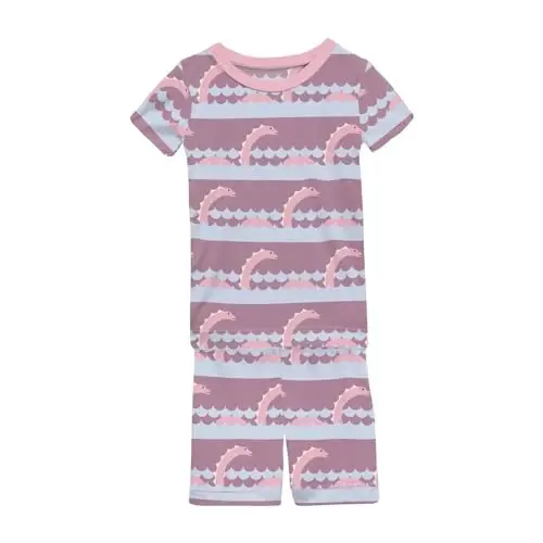 KicKee Solid Short Sleeve Pajama Set, Baby to Kid 