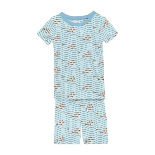 KicKee Solid Short Sleeve Pajama Set, Baby to Kid 