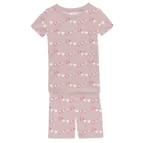 KicKee Solid Short Sleeve Pajama Set, Baby to Kid 