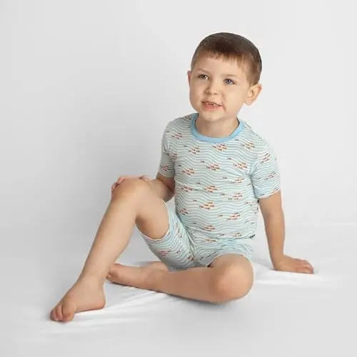 KicKee Solid Short Sleeve Pajama Set, Baby to Kid - 2