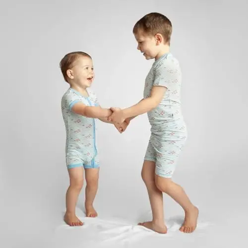 KicKee Solid Short Sleeve Pajama Set, Baby to Kid - 3