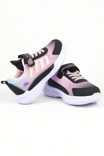 Kid Black-Pink Anatomical Insole Daily Sports Shoe-Navy Blue - 1