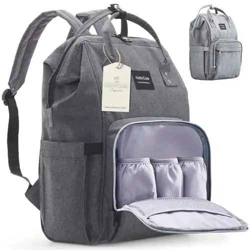 KiddyCare Baby Diaper Bag Backpack, Unisex Travel Baby Backpack Diaper Bags, Boy & Baby Girl Diaper Bags for Newborn (Slate) - 1