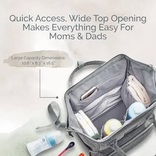 KiddyCare Baby Diaper Bag Backpack, Unisex Travel Baby Backpack Diaper Bags, Boy & Baby Girl Diaper Bags for Newborn (Stone) - 3