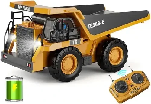 KIDMARKT RC Dump Truck Toy, 9-Channel Remote Control Toy with Metal Bed & Light, Rechargeable Battery, Kids Construction Vehicle Truck Toys for 3+ Boys, Perfect 2024 Kid Birthday Gift for Ages 3-12+ - 4