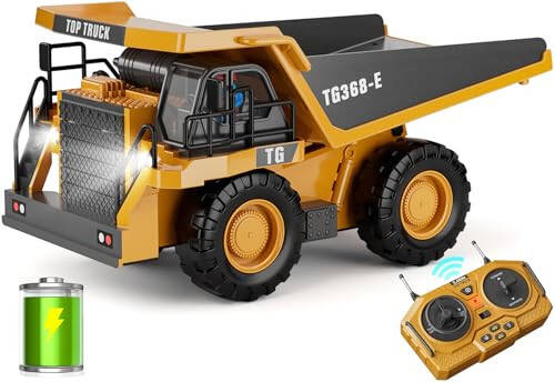 KIDMARKT RC Şantiye Kamyonu Oyuncak, 9 Kanallı Uzaktan Kumanda Oyuncak Metal Yatak ve Işık ile, Şarj Edilebilir Pil, 3 Yaş ve Üzeri Erkek Çocuklar İçin İnşaat Aracı Oyuncakları, 3-12 Yaş Arası Çocuklar İçin Mükemmel 2024 Doğum Günü Hediyesi - 5