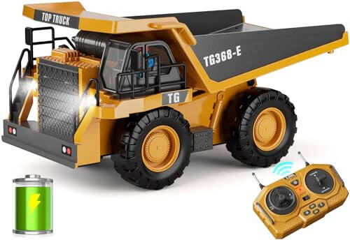 KIDMARKT RC Şantiye Kamyonu Oyuncak, 9 Kanallı Uzaktan Kumanda Oyuncak Metal Yatak ve Işık ile, Şarj Edilebilir Pil, 3 Yaş ve Üzeri Erkek Çocuklar İçin İnşaat Aracı Oyuncakları, 3-12 Yaş Arası Çocuklar İçin Mükemmel 2024 Doğum Günü Hediyesi - 1