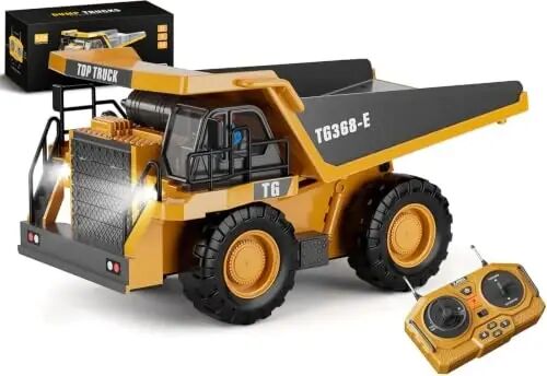 KIDMARKT RC Şantiye Kamyonu Oyuncak, 9 Kanallı Uzaktan Kumanda Oyuncak Metal Yatak ve Işık ile, Şarj Edilebilir Pil, 3 Yaş ve Üzeri Erkek Çocuklar İçin İnşaat Aracı Oyuncakları, 3-12 Yaş Arası Çocuklar İçin Mükemmel 2024 Doğum Günü Hediyesi - KIDMARKT