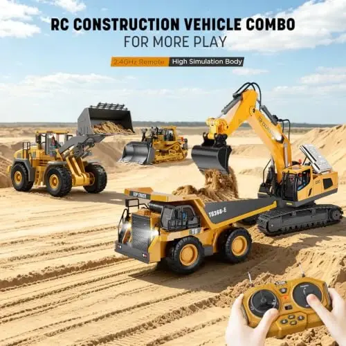 KIDMARKT Remote Control Excavator Toy for Boys, 11-Channel RC Construction Truck with Metal Parts, Lights & Dual Batteries, 120 Minutes Playtime, Rechargeable Digger Toy for Kids Ages 3-12, STEM Gift - 5