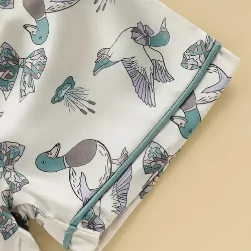 Kids Baby Girl Boy Satin Pajamas Set Short sleeve Button Down Shirt And Shorts Pjs Summer Sleepwear Nightwear - 7