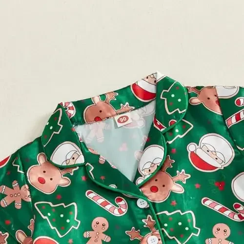 Kids Baby Girl Boy Satin Pajamas Set Short sleeve Button Down Shirt And Shorts Pjs Summer Sleepwear Nightwear - 5
