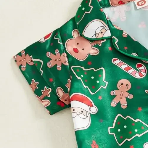 Kids Baby Girl Boy Satin Pajamas Set Short sleeve Button Down Shirt And Shorts Pjs Summer Sleepwear Nightwear - 6
