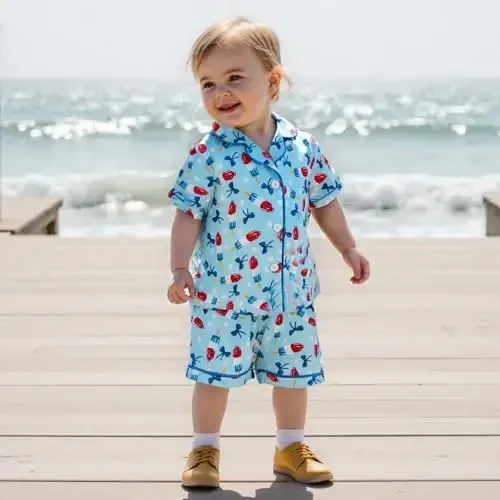 Kids Baby Girl Boy Satin Pajamas Set Short sleeve Button Down Shirt And Shorts Pjs Summer Sleepwear Nightwear - KIDS (1)