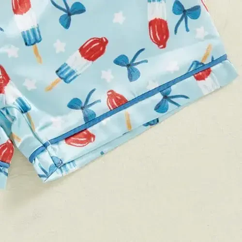 Kids Baby Girl Boy Satin Pajamas Set Short sleeve Button Down Shirt And Shorts Pjs Summer Sleepwear Nightwear - 7