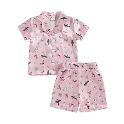 Kids Baby Girl Boy Satin Pajamas Set Short sleeve Button Down Shirt And Shorts Pjs Summer Sleepwear Nightwear 