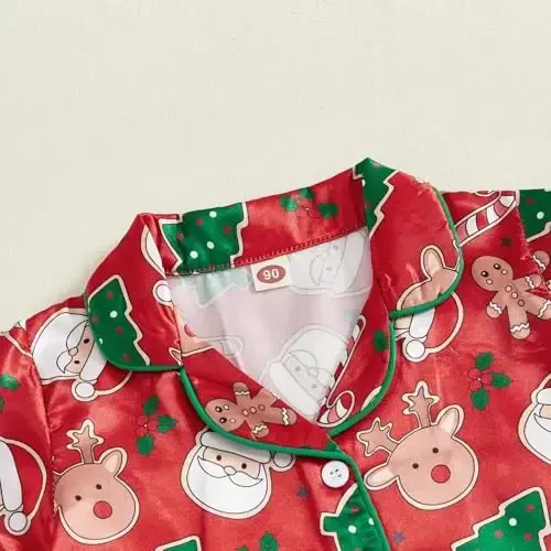 Kids Baby Girl Boy Satin Pajamas Set Short sleeve Button Down Shirt And Shorts Pjs Summer Sleepwear Nightwear - 5