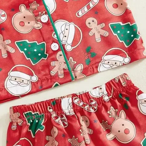 Kids Baby Girl Boy Satin Pajamas Set Short sleeve Button Down Shirt And Shorts Pjs Summer Sleepwear Nightwear - 6