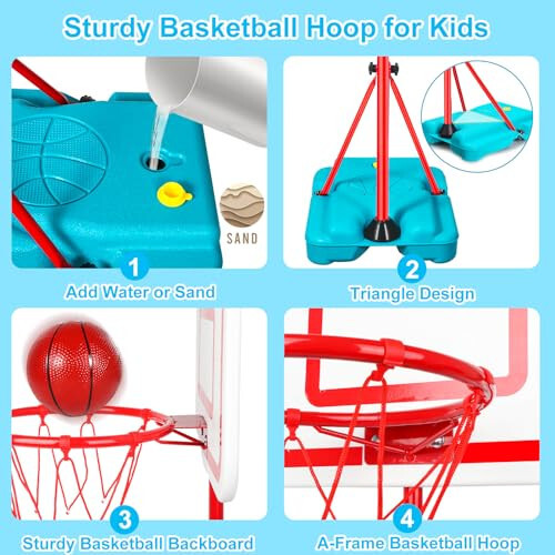 Kids Basketball Hoop Adjustable Height 2.9 ft-6.2 ft Toddler Basketball Hoop for Kids Indoor Outdoor Play Portable Basket Ball Goal Backyard Outside Toys for Boys Girls Age 2 3 4 5 6 7 8 Easter Gift - 5