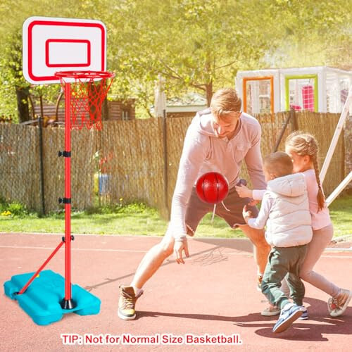 Kids Basketball Hoop Adjustable Height 2.9 ft-6.2 ft Toddler Basketball Hoop for Kids Indoor Outdoor Play Portable Basket Ball Goal Backyard Outside Toys for Boys Girls Age 2 3 4 5 6 7 8 Easter Gift - 6