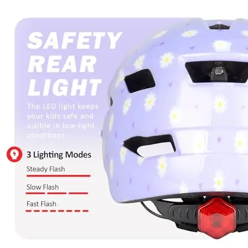 Kids Bike Helmet, Toddler Youth Helmet for Boys Girls, Ages 3-5, 5-8, 8-14 | Certified with LED Light & Visor, Multi-Sport Bicycle Scooter Skate Helmet, Adjustable Lightweight Ventilated for Child Teen - 4