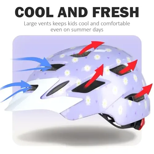 Kids Bike Helmet, Toddler Youth Helmet for Boys Girls, Ages 3-5, 5-8, 8-14 | Certified with LED Light & Visor, Multi-Sport Bicycle Scooter Skate Helmet, Adjustable Lightweight Ventilated for Child Teen - 6