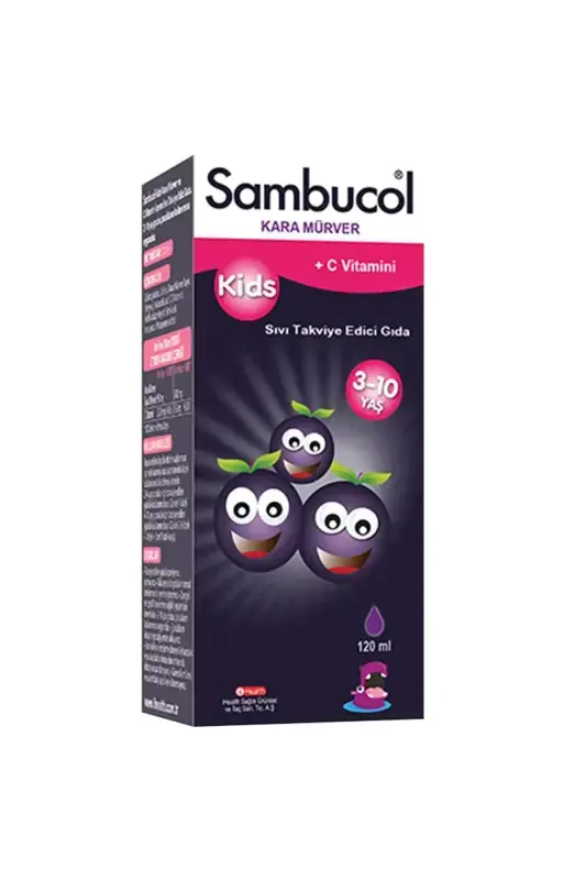 Kids Black Elderberry and Vitamin C Liquid Supplement Food 120 ml - SAMBUCOL