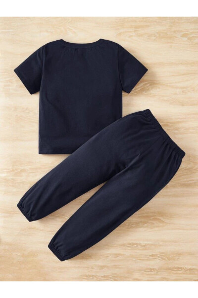 Kids Black NASA Printed T-shirt and Sweatpants Set - MORNİNG KİDS (1)