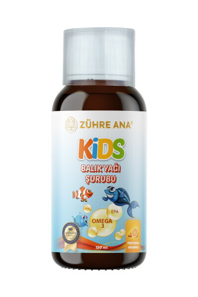 Kids Bolalar uchun - Omega 3 Baliq Yog'i Sharbati Vitaminli va Apelsinli 150 Ml - 11