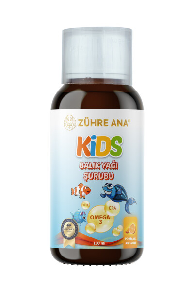 Kids Bolalar uchun - Omega 3 Baliq Yog'i Sharbati Vitaminli va Apelsinli 150 Ml - 11