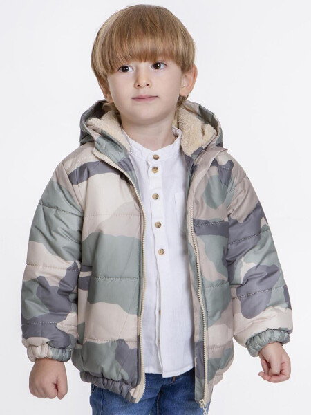 Kids Boys Camouflage Patterned Hooded Jacket with Welsoft Lining AK2510 - 1