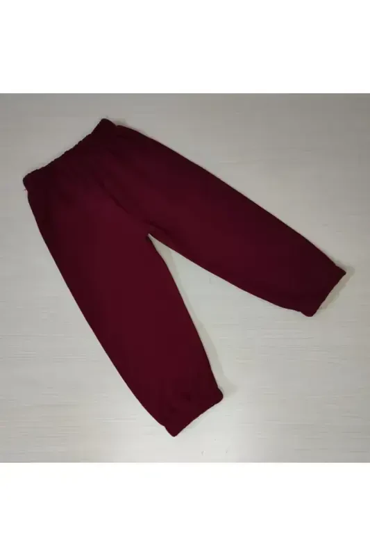 Kids Burgundy Knitted Thessaloniki Seasonal Single Sweatpants-BURGUNDY - BOMENTI LIFE