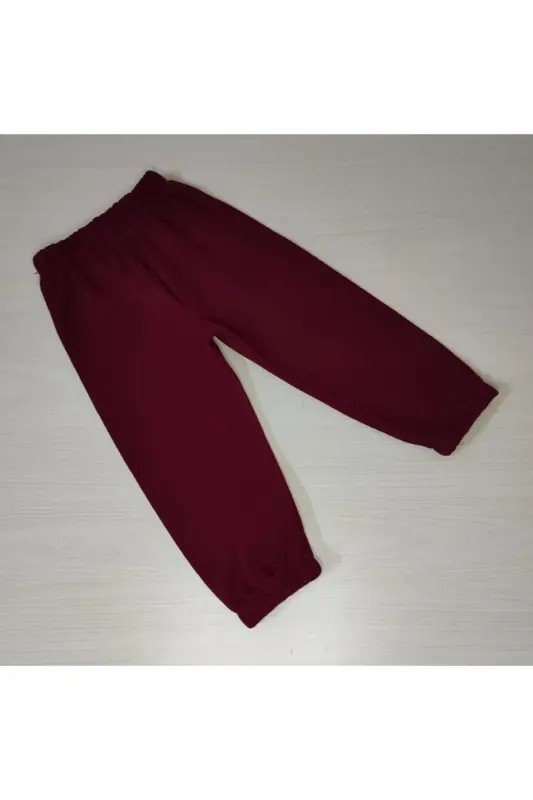 Kids Burgundy Knitted Thessaloniki Seasonal Single Sweatpants-BURGUNDY - 1