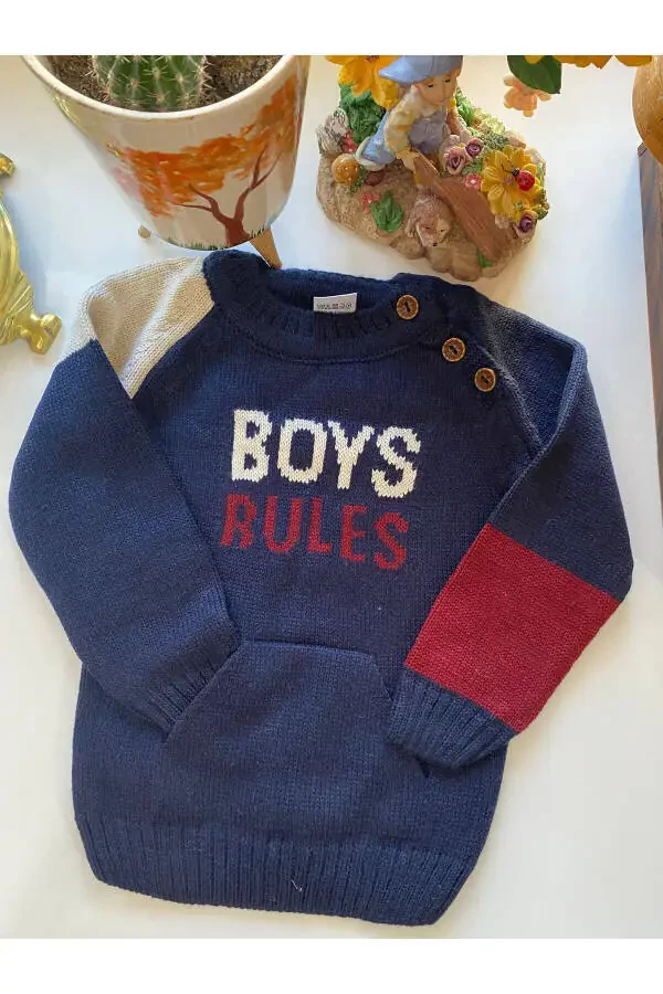Kids Buttoned Knit Sweater - 1
