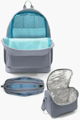 Kids Черный Серый Камуфляжный Узор 3'lü Школьный Набор Сумок SET0123117-Черный Серый Камуфляж - 4