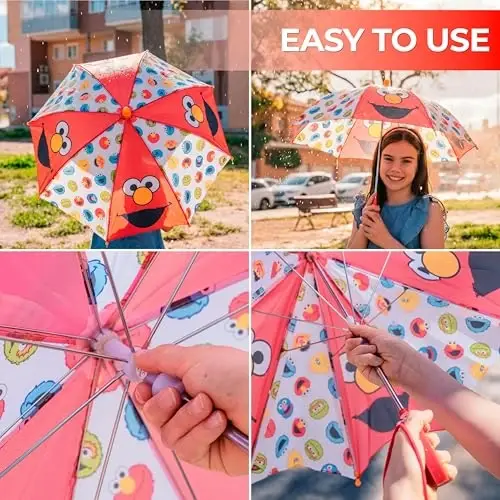 Kids Character Umbrella Sesame Street, Batman, MLP, and more, Lightweight, rainwear for ages 3-6 - 5