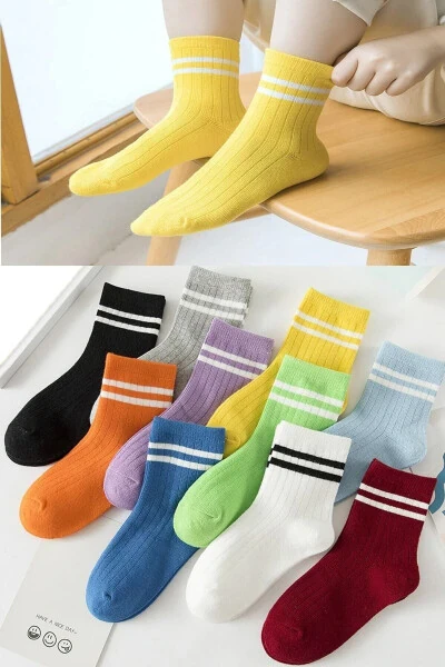 Kids Circle Patterned Ankle Socks 10 Pairs - BGK