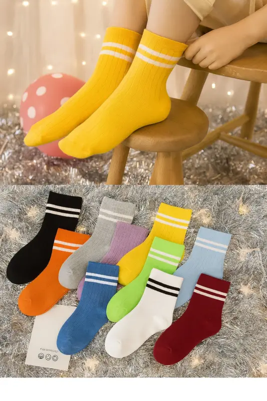 Kids Circle Patterned Ankle Socks 10 Pairs - 1