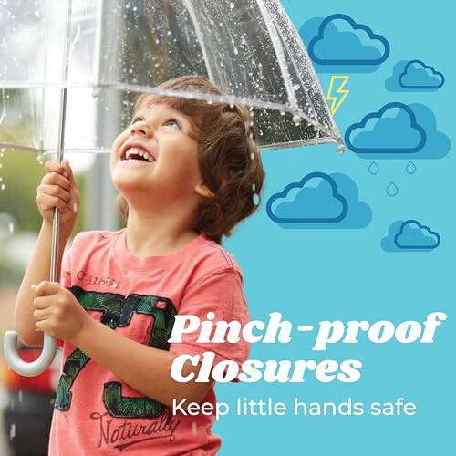 Kids Clear Bubble Umbrella with Dome Canopy, Lightweight Design, Wind and Rain Protection, Clear, Kids - 38'' Canopy. - 3