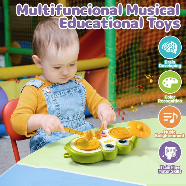 Kids Drum Musical Toys for Toddlers 1-3, Learning Toys for 1 2 3 Year Old Boys Girls, Infant Baby Toys 6 9 12 18 24 Month Boys and Girls - 7