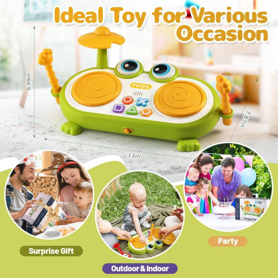 Kids Drum Musical Toys for Toddlers 1-3, Learning Toys for 1 2 3 Year Old Boys Girls, Infant Baby Toys 6 9 12 18 24 Month Boys and Girls - 10