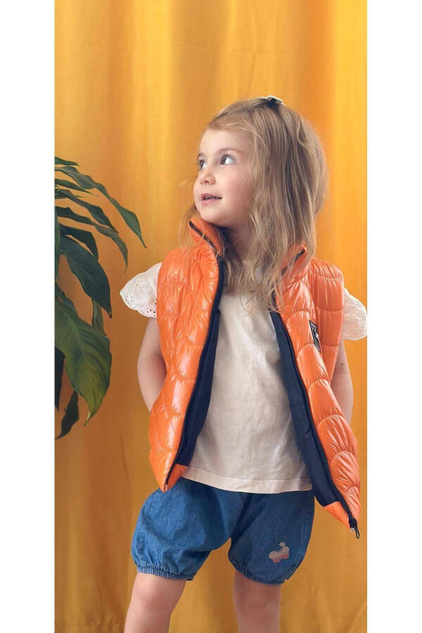 Kids Fleece Lined Zippered Puffy Vest - 1