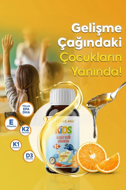 Kids for Children - Omega 3 Fish Oil Syrup with Vitamins and Orange Flavor 150 Ml - 3