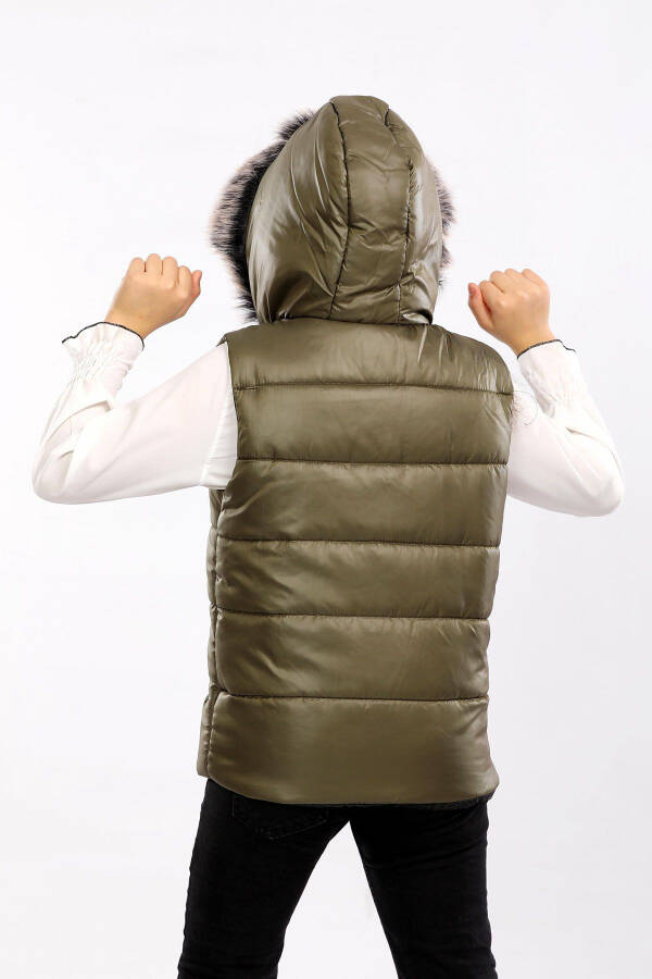 Kids Fur Hooded Puffer Vest - 3