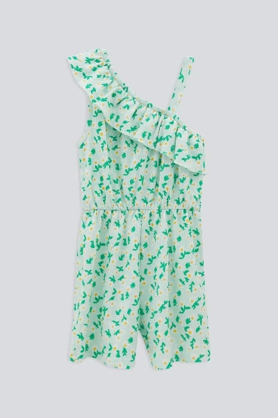 (KİDS GİRL) Gulli assimetrik yengli shortil jinsi kombinezon - 4