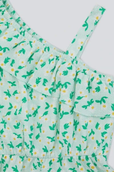 (KİDS GİRL) Gulli assimetrik yengli shortil jinsi kombinezon - 5