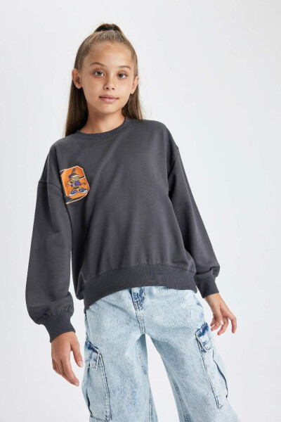 Kids Girl's Garfield Sweatshirt with Hood Anthracite - 1