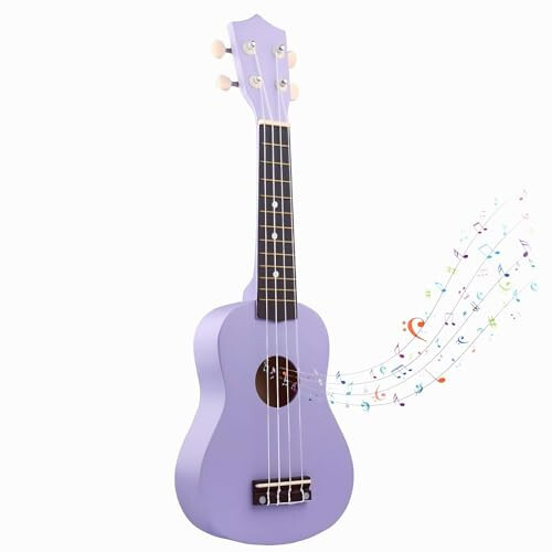 Kids Guitar Acoustic, Jakeloo 21 Inch Carbon Fibre Ukulele Toddler Acoustic Guitar Toy Guitar Child Guitar Musical Toy Kids Instruments Ideal for 3-9 Year Old Boys Girls Gifts (Purple) - 1